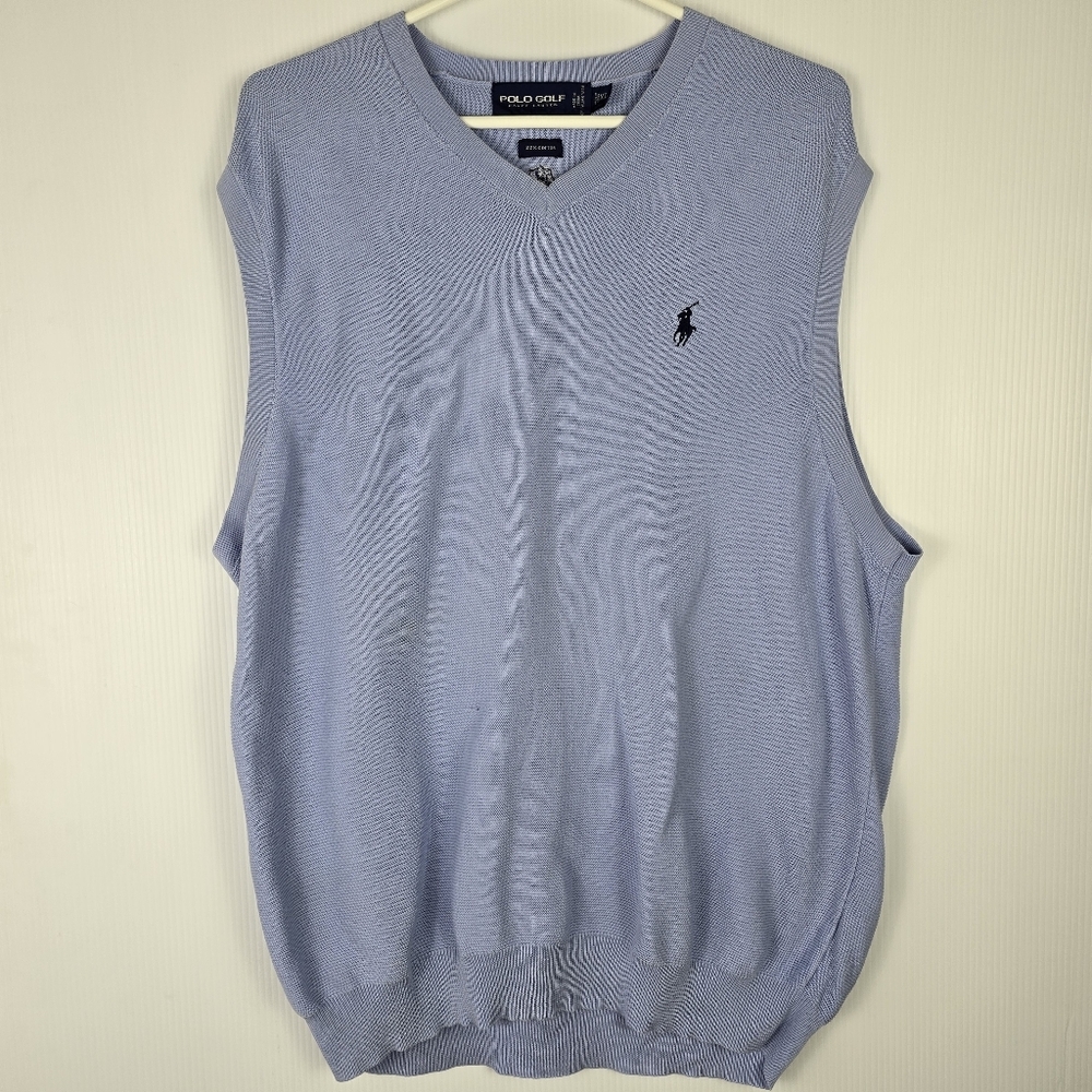 Polo‎ Ralph Lauren Men's Light Blue Pro Golf Sweater Vest 100% Cotton Size XL
